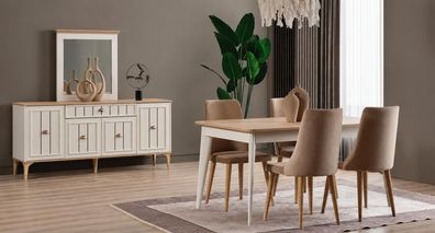 Esszimmer-Set Esstich 4 Stühle Sideboard Modern Elegant Bequem