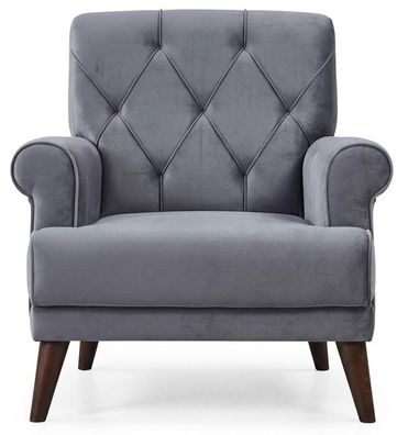 Sessel Grau Minimalistisches Design Moderner Stil Gemütlich Weich