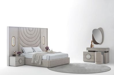 Schlafzimmer Set Modern Beige Elegant Bett Schrank Schminktisch