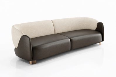Modernes Sofa 3 Sitzer Beige Braun Elegantes Wohnzimmer Design