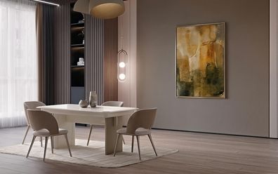 Esszimmerset Tisch 4x Stühle Modern Beige Edel Design Essgruppe Set