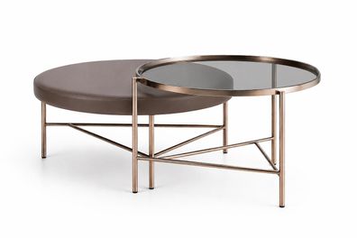 Hocker mit Couchtisch Moderner Stil Grau Minimalistisch Elegant Rund