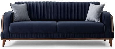 3-Sitzer Sofa Blau modernes Design minimalistisch Hohe Beine Gemütlich