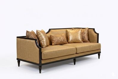 Sofa Elegantes Design Gelbtöne Strukturierter Stoff Holzrahmen Stil