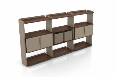 Design Bücherregal Wohnzimmer modern modular Holz Beige System