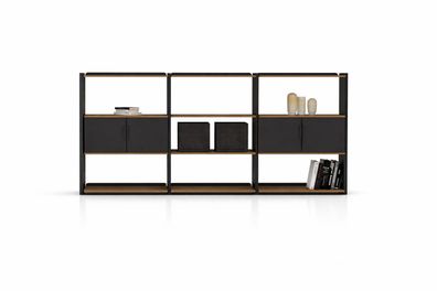 Design Regal Wohnzimmer modern schwarz Holz Bücherregal