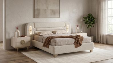 Schlafzimmer set Bett 2? Nachttische Geschmackvoll Modern Stil Beige