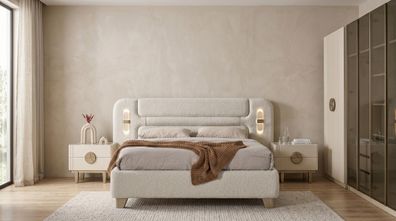 Schlafzimmer set Bett 2? Nachttische Kleiderschrank Modern Stil Beige