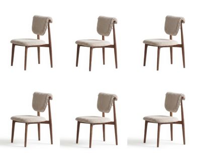 Set Esszimmerstühle Modern Beige Massivholz Beine Gepolstert Modern