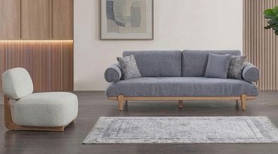 Sofa Set Sofa Sessel weich bequem schön modern weiß blau