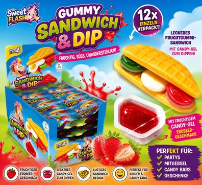 12x Fruchtgummi Sandwich Dip Erdbeere Candygel einzeln verpackt Sweet Flash