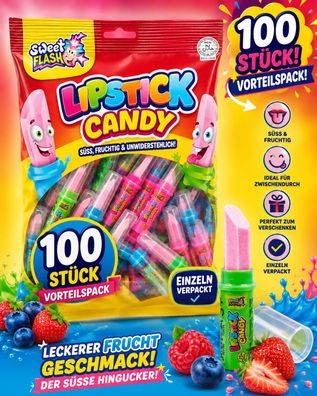 100 Lippenstift Bonbons Sweet Flash fruchtig süß einzeln verpackt 0,5kg
