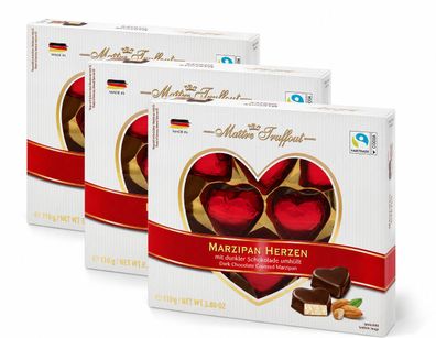 3er Pack Marzipanherzen dunkle Schokolade Fairtrade Maitre Truffout 330g