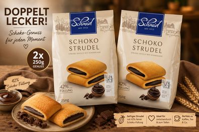 2x250g Schoko Strudel Schmid cremige 42% Schokofüllung Doppelpack Frische