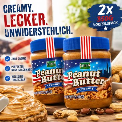 2 x 350 g Gina Peanut Butter Creamy Erdnussbutter Vorteilspack Allrounder