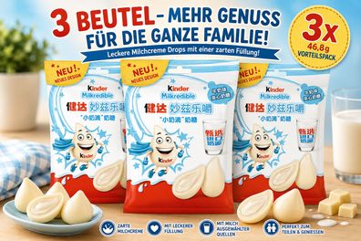 3x Kinder Milkredible Milchcreme Drops 46,8g Milchbonbons Vorteilspack