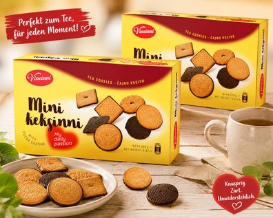2 x 250 g Vincinni Mini Kekse Butterkekse Kakaobeschichtung Vorteilspack 500 g