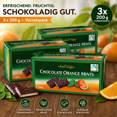 3x200g Zartbitterschokolade Orange Minze Thins Vorratspack 600g