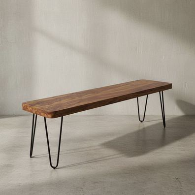 Sitzbank BALU Massivholz Metallbeine Landhausstil 120-180 cm breit