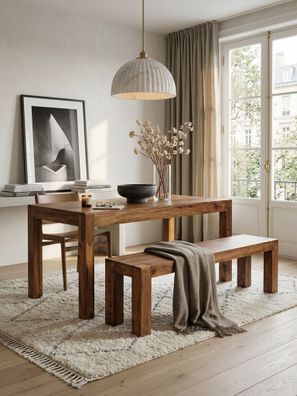 Esszimmerbank NAKO Massivholz Landhausstil 4 Standbeine 120-180 cm breit