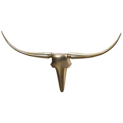 Wanddeko Geweih Bull Aluminium poliert 74-125 cm breit
