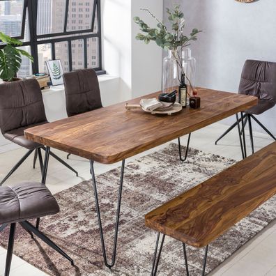Esstisch BALU Massivholz Landhausstil abgerundete Ecken 120-200 cm breit