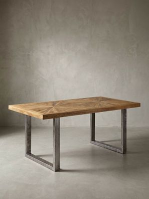 Esstisch Mango Massivholz mit Metallbeinen im Industrie-Design 180-200 cm breit