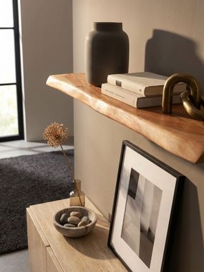 Wandregal Massivholz Baumkante Schweberegal Landhausstil 40-160 cm breit
