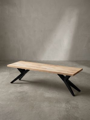 Esszimmerbank Akazie Massivholz Metallbeine Loft-Stil 120-175 cm