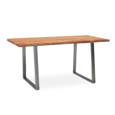 Schreibtisch TARN Akazie Massivholz Baumkante Homeoffice Trapezbeine 120-200 cm
