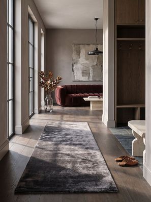 Teppichläufer Hochflor ALDAN Schwarz 16 mm Polyester für Flur Uni