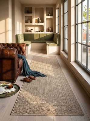 Teppich Flachgewebe CORDEV Creme Polypropylen Wohnzimmer Bordüre Sisaloptik