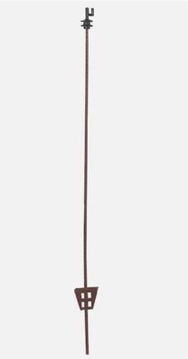 10 x Federstahl Weidezaunovalpfahl verzinkt 107 cm braun mit großem Kopfisolator
