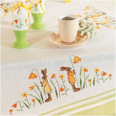 Tischläufer "Osterhasen" - Stickpackung für gezählten Kreuzstich
