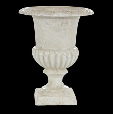Campana Gartenurne Vase Gusseisen weiß zum Bepflanzen - Neoklassik Antik H 21 cm