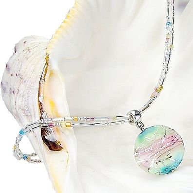 Zarte Damenhalskette Sweet Childhood mit Lampglasperle mit reinem Silber NP22