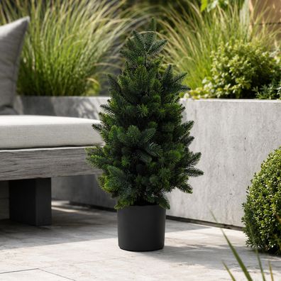 Künstliche Tanne HWC-R29, Kunstbaum Kunstpflanze, Outdoor Polyethylen, 55cm
