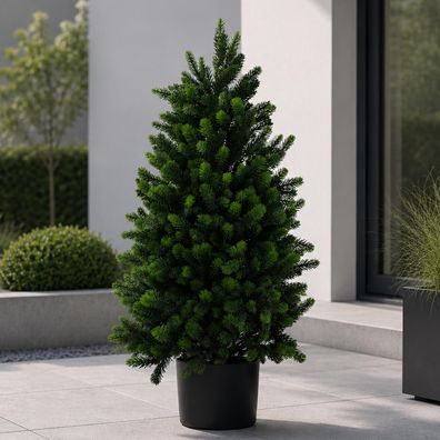 Künstliche Tanne HWC-R29, Dekobaum Kunstpflanze, Outdoor Polyethylen, 90cm
