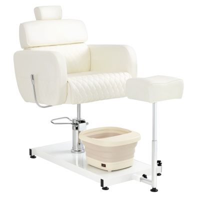 BarberPub Pediküre Stuhl mit Fußbadewanne F0380 (Weiß)