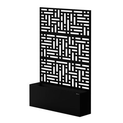 Pergola mit Pflanzkübel aus schwarzem Metall: ROSE, 1200 x 1800 x 300 mm