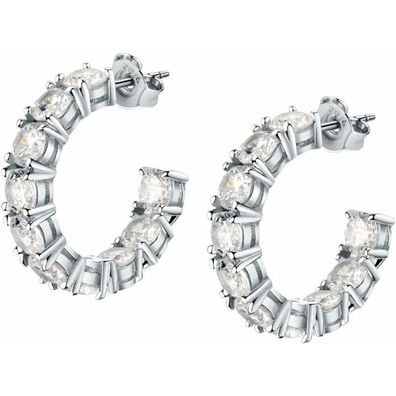 Sparkling silver hoop earrings with zircons Tesori SAIW119