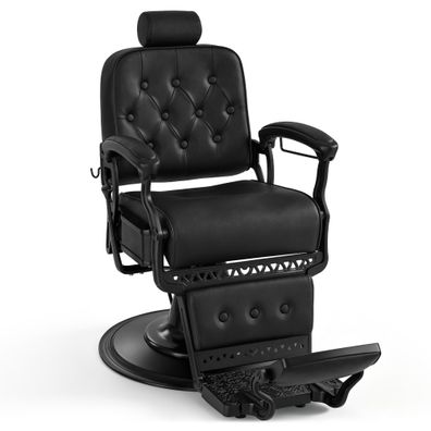 BarberPub Friseurstuhl Hydraulische Friseursessel 3813 (Schwarz)