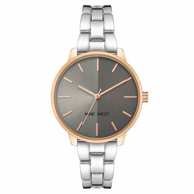 Nine West Analoge Armbanduhr NW/2683GYRT Damen Grau Rot