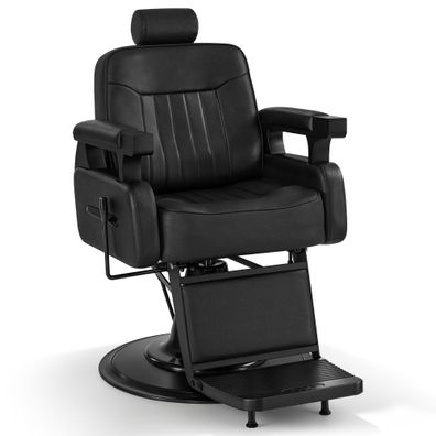 BarberPub Friseurstuhl Hydraulische Friseursessel 3856 (Schwarz)