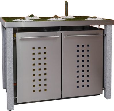Mülltonnenbox Typ-NW, 2x 240l, Türfarbe Edelstahl