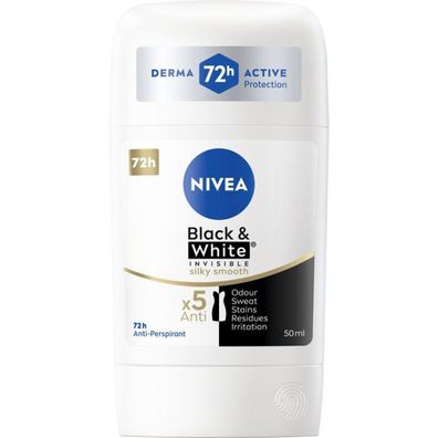 Festes Antitranspirant Black & White Invisible Silk y Smooth 50 ml