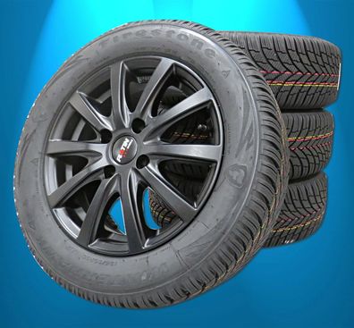 Winterräder Satz Ford Fiesta ab 2017 Firestone 195 60 15 Alufelge Platin69 RDKS
