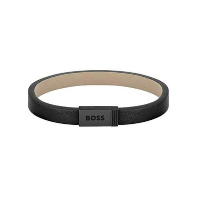 Jace 1580337 modernes schwarzes Lederarmband - Länge: 17,5 cm