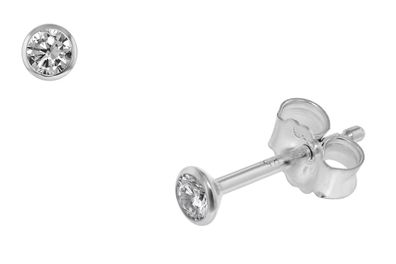 trendor Schmuck Ohrstecker für Damen und Herren 585 Weißgold 14 Kt Zirkonia 3 mm 751