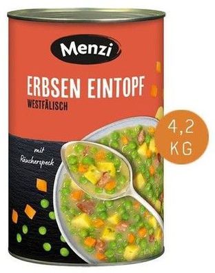 Menzi Erbsen-Eintopf westfälischer Art 4200 g Dose Proteinreich Frei von Ei